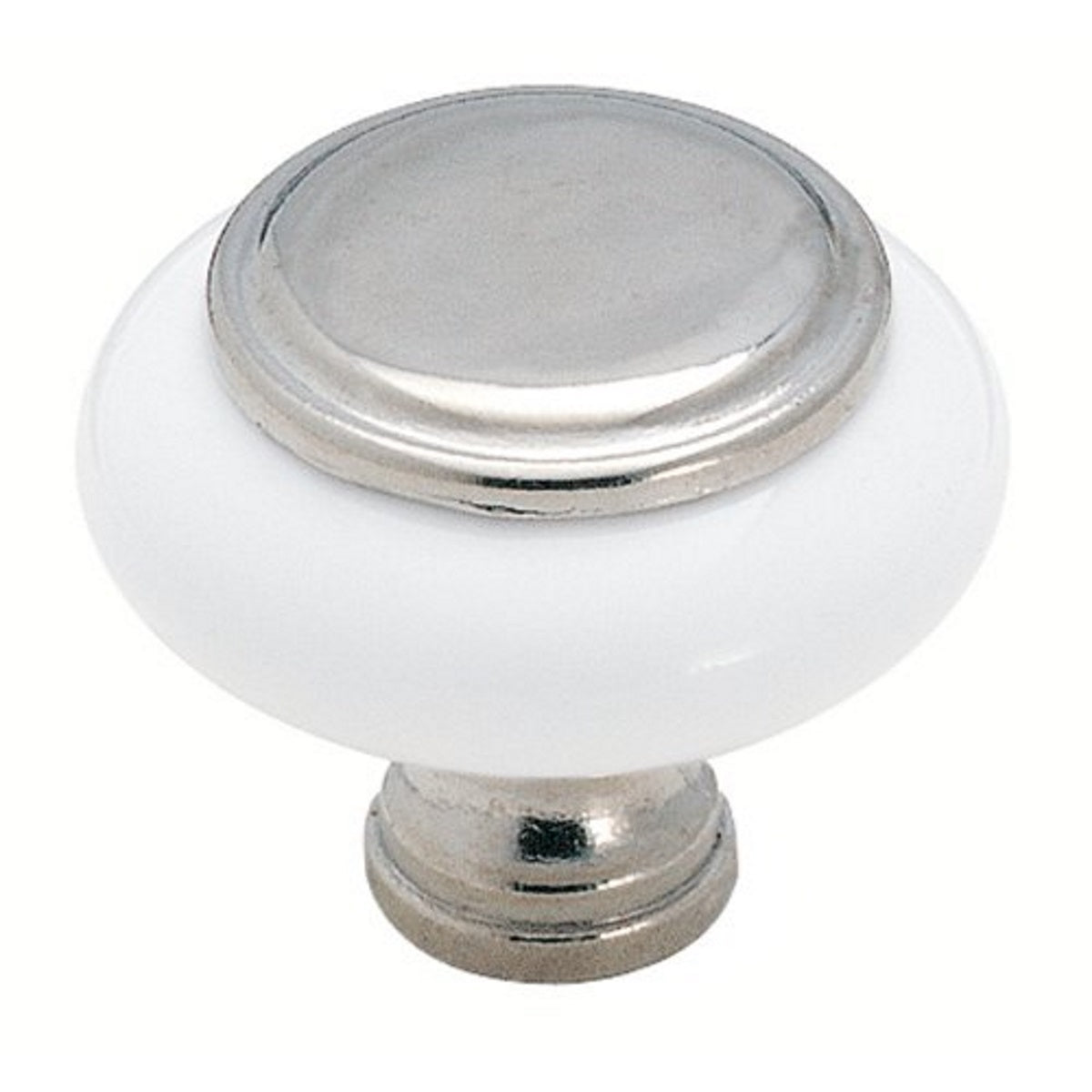 Amerock BP76246-26W White 1 1/4" Cabinet Knob w/Polished Chrome Stem Center