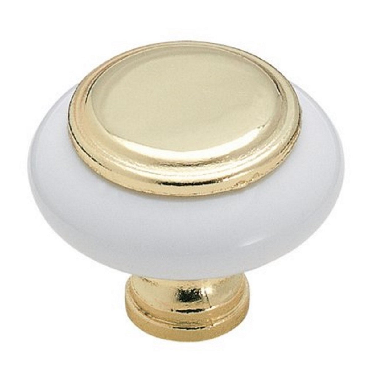 Amerock BP76246-W3 White Ceramic 1 1/4" Cabinet Knob with Bright Brass Center