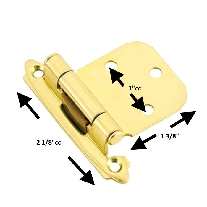 Pair of Amerock BP7629-3 Polished Brass Self-Closing Face Mount Cabinet Hinges