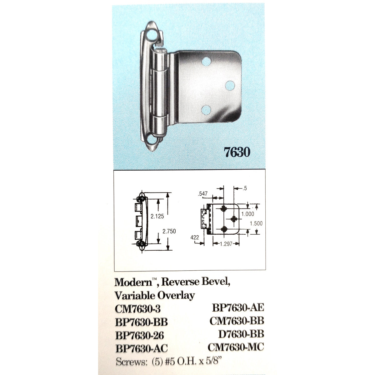 Pair of Amerock Polished Brass Reverse Bevel Hinges Self-Closing BP7630-3