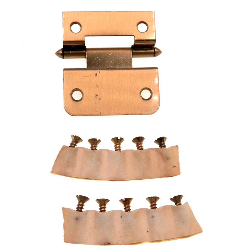 Pair Amerock Dull Bronze Partial Wrap Hinges 3/8" Inset Bullet Tip BP7697-10