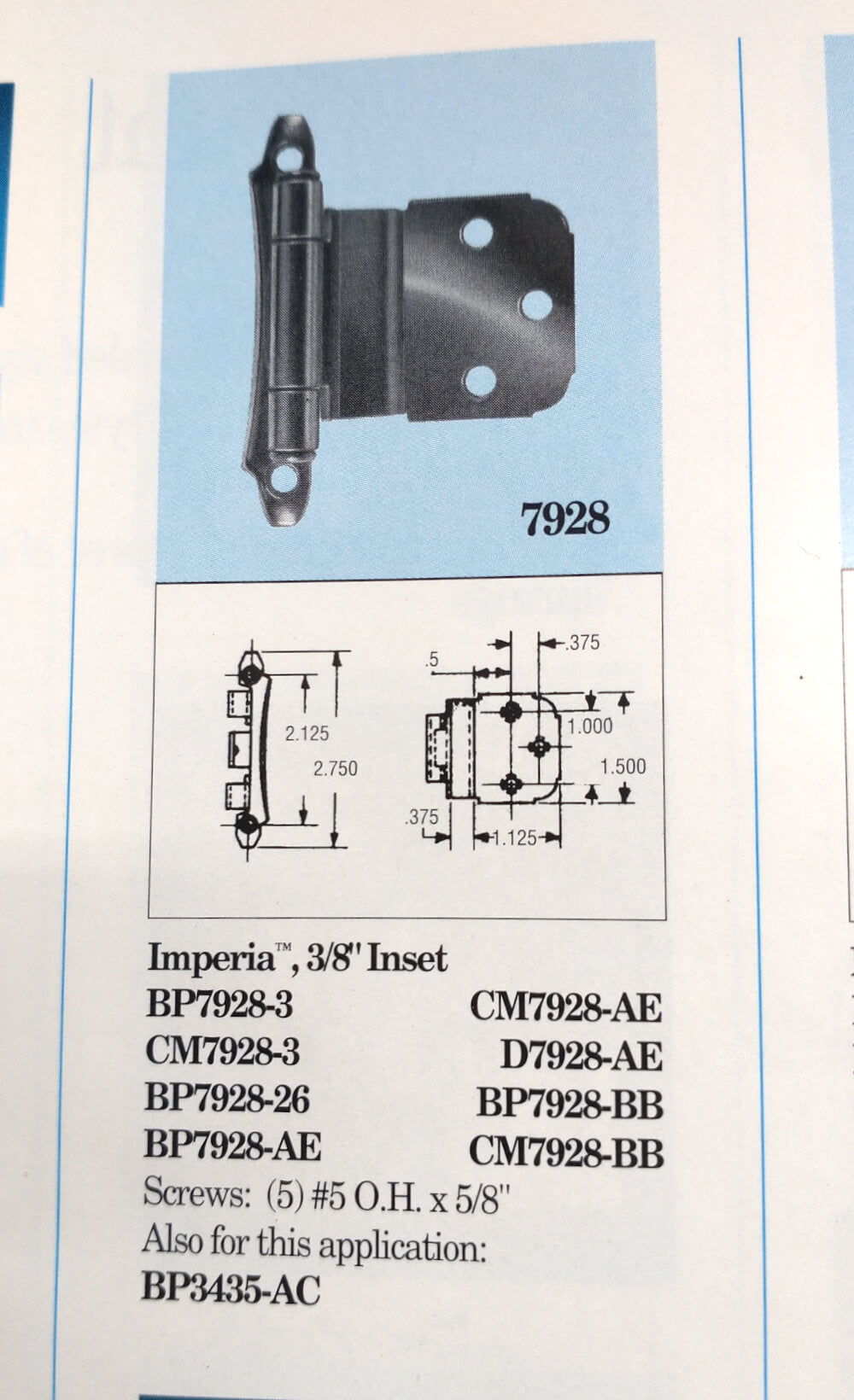 1 Pair Amerock Self-Closing Face Mount 3/8" Inset Bronze Hinges BP7928-ORB