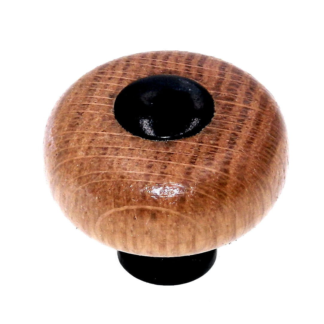 Amerock Oak Wood Finishes With Black 1 1/2" Round Cabinet Knob BP818-WD