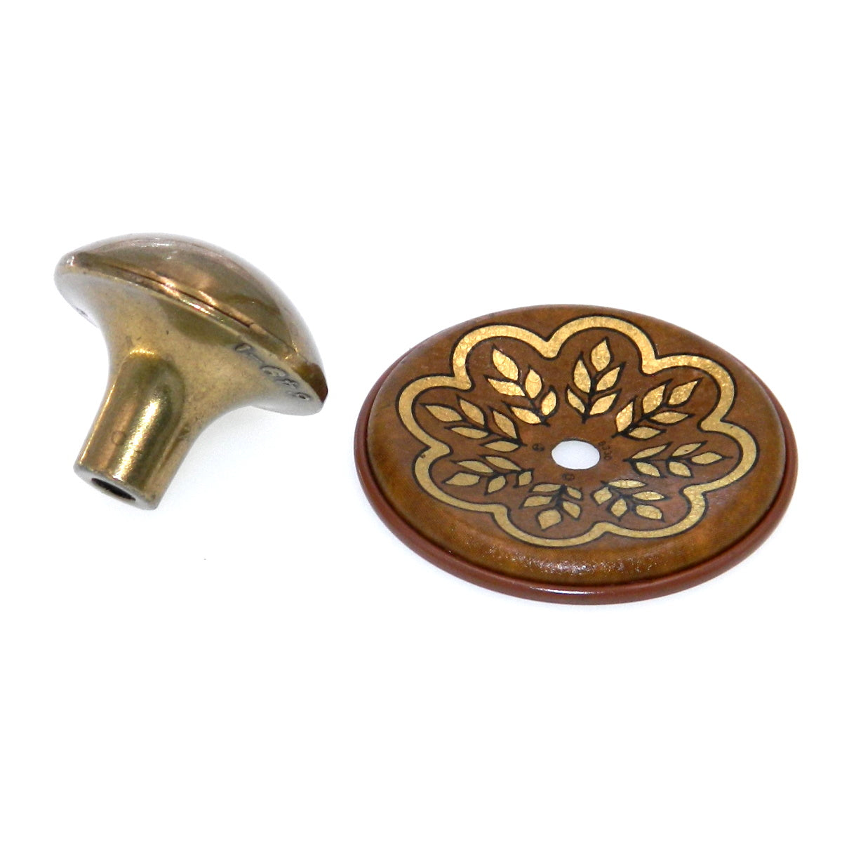 Amerock Classics 1 1/4" Brass Cabinet Knob with Decorative Backplate BP833DC-BR