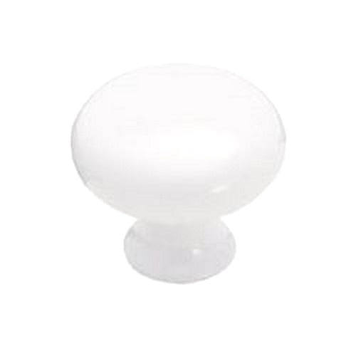 Amerock Annivesary 1 3/16" Gloss White Round Smooth Cabinet Solid Brass Knob BP853-GW