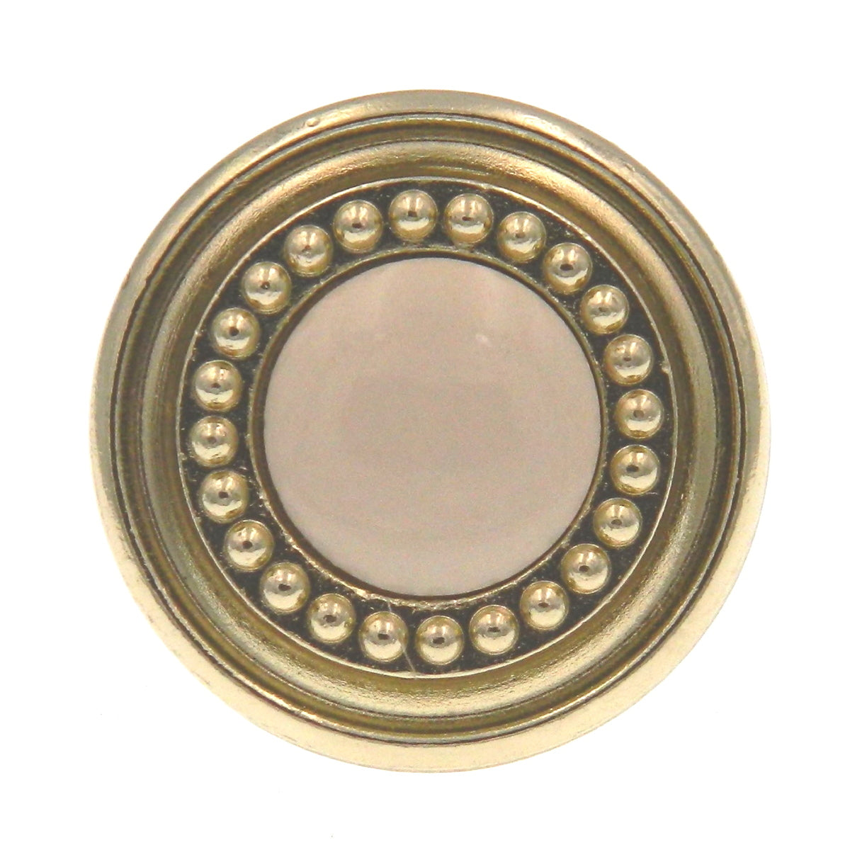 Amerock Traditional Classics 1 1/4" Polished Brass Round Beaded Cabinet Porcelain Knob BP862-3