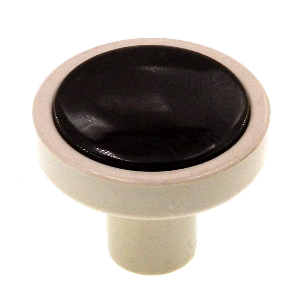 Amerock Elan Almond and Brown 1-1/8" Round Plastic Cabinet Knob Pull BP8691-PAB