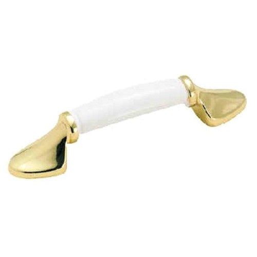 Amerock 3"cc Polished Brass Cabinet Handle Pull Ceramic Center BP981-3CW