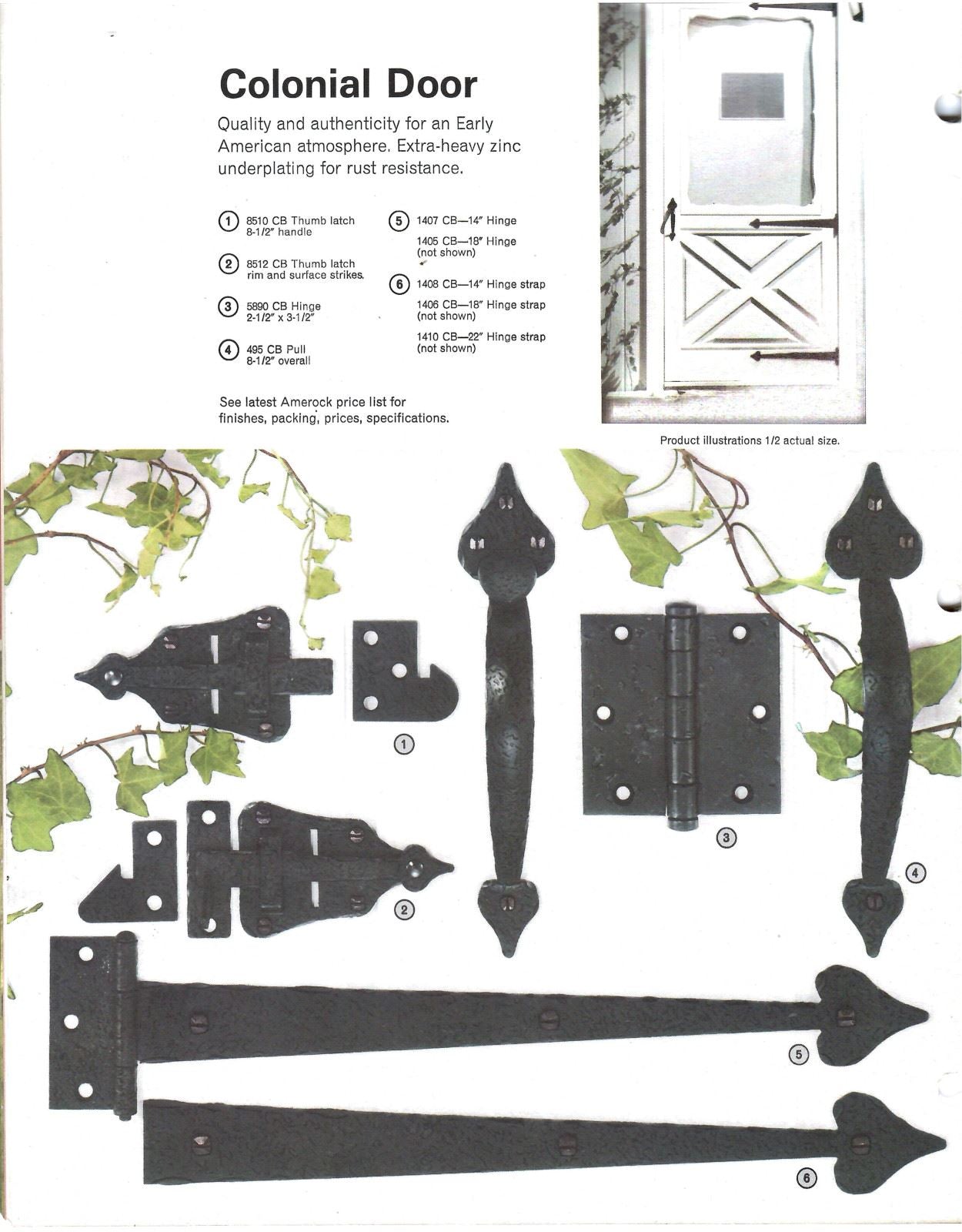 Amerock Colonial Black Screen Storm Door Set Thumb Latch 3 Strap Hinges C1400-CB