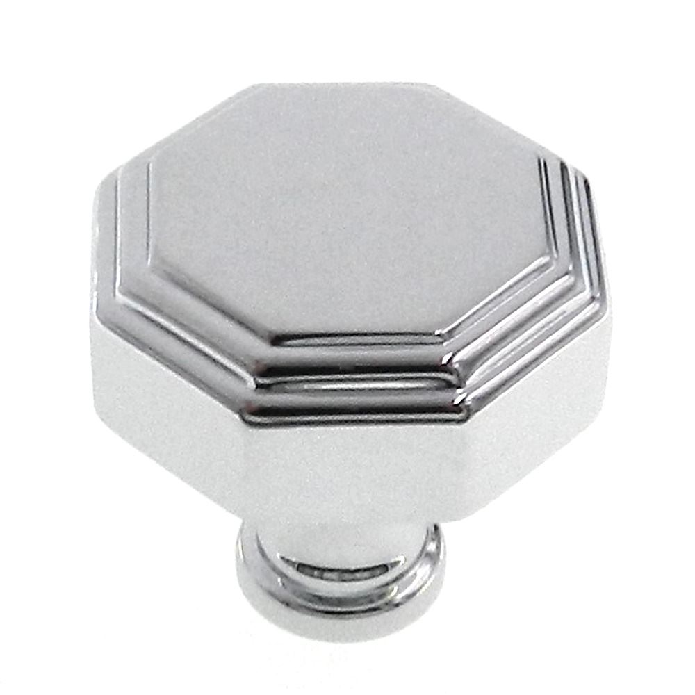 FKI Hardware Period Brass Chrome 1 1/4" Octagon Solid Brass Cabinet Knob C228