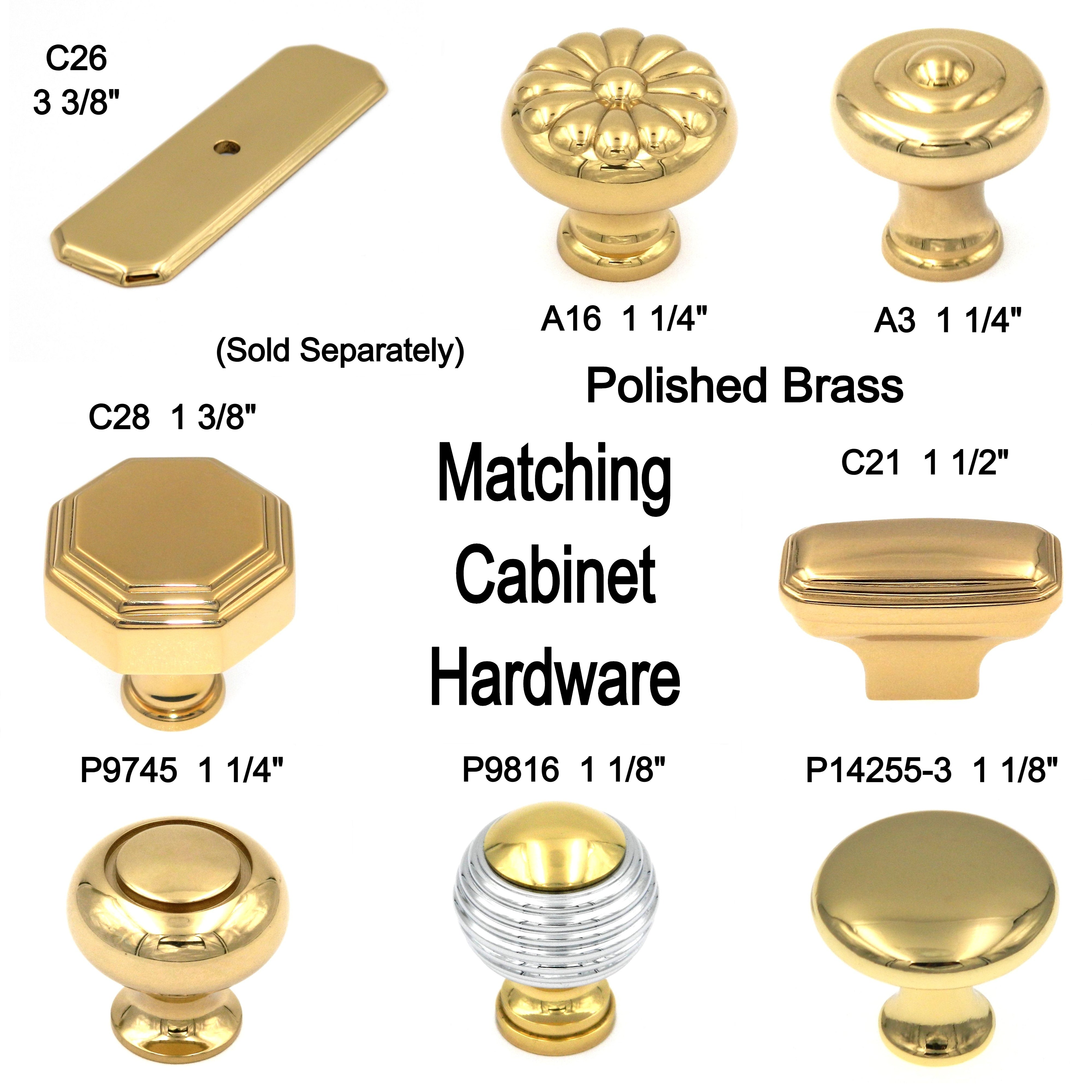 Belwith Hickory Keeler Polished Brass Solid Brass Rectangular Knob Backplate C26