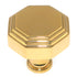 Keeler Solid Brass Polished Brass 1 3/8" Octagon Cabinet Solid Brass Knob C28