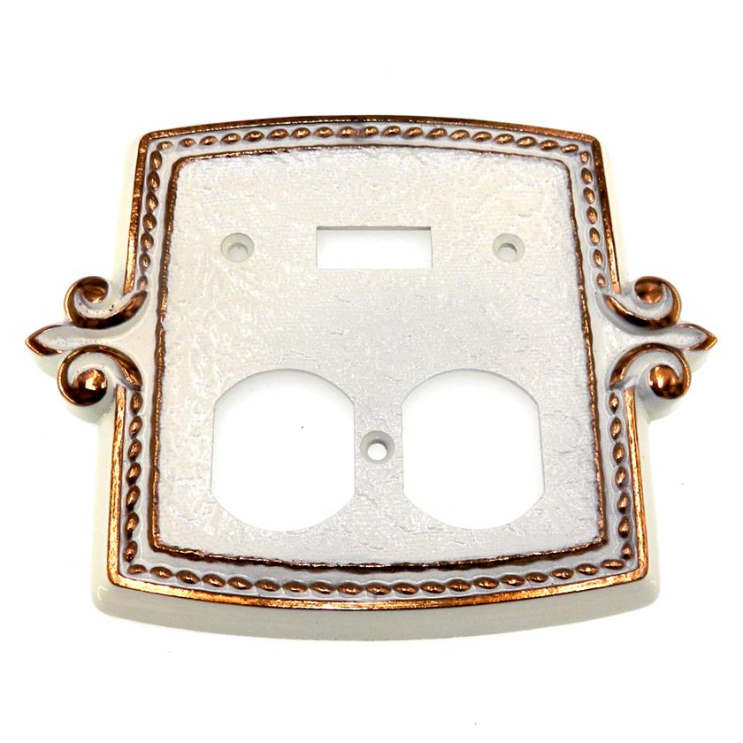 Amerock Bonaventure Toggle Switch with Duplex Outlet Plate Regency White 8885-RW