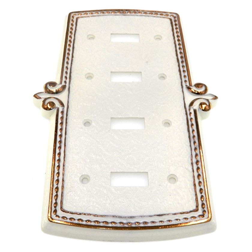 Amerock Bonaventure Quadruple Toggle Switch Wall Plate Regency White 8888-RW