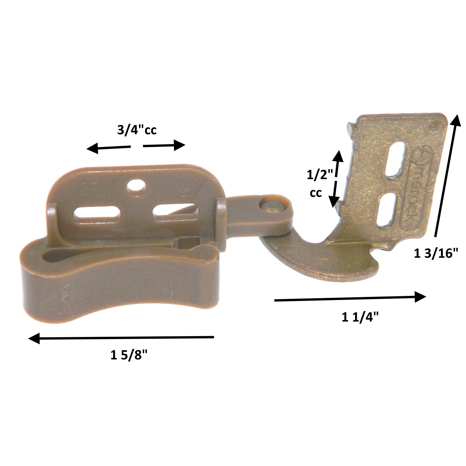 Pair of Amerock BP2606-3 Bright Brass 1/2" Overlay Self-Latching Knife Hinges