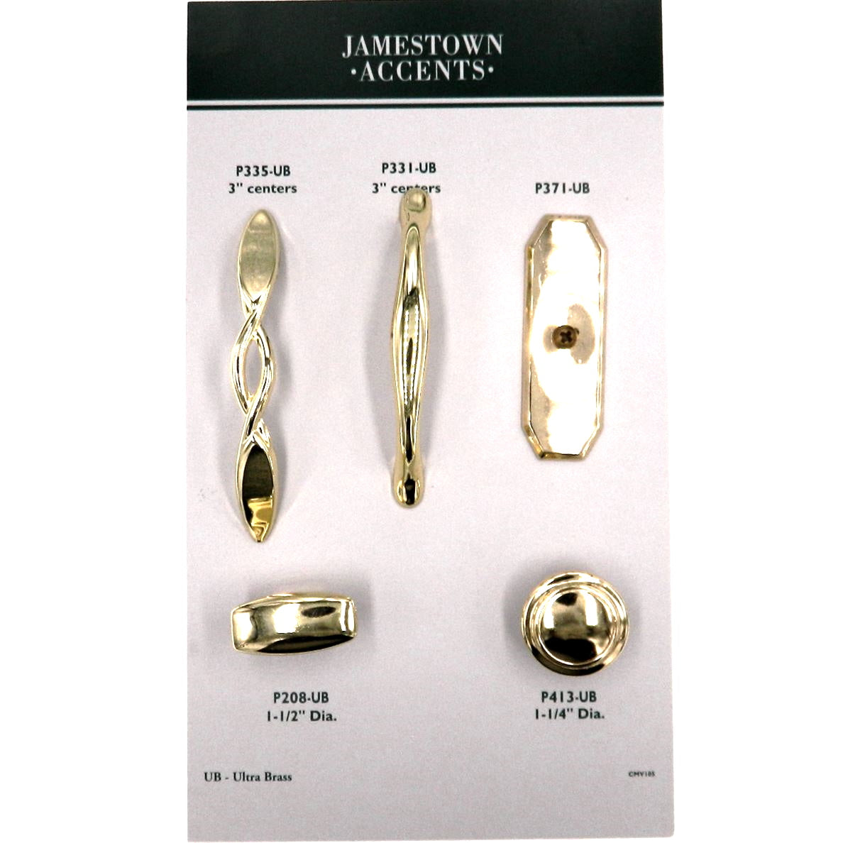 Hickory Hardware Eclipse P335-UB Ultra Brass 3"cc Arch Cabinet Handle Pull