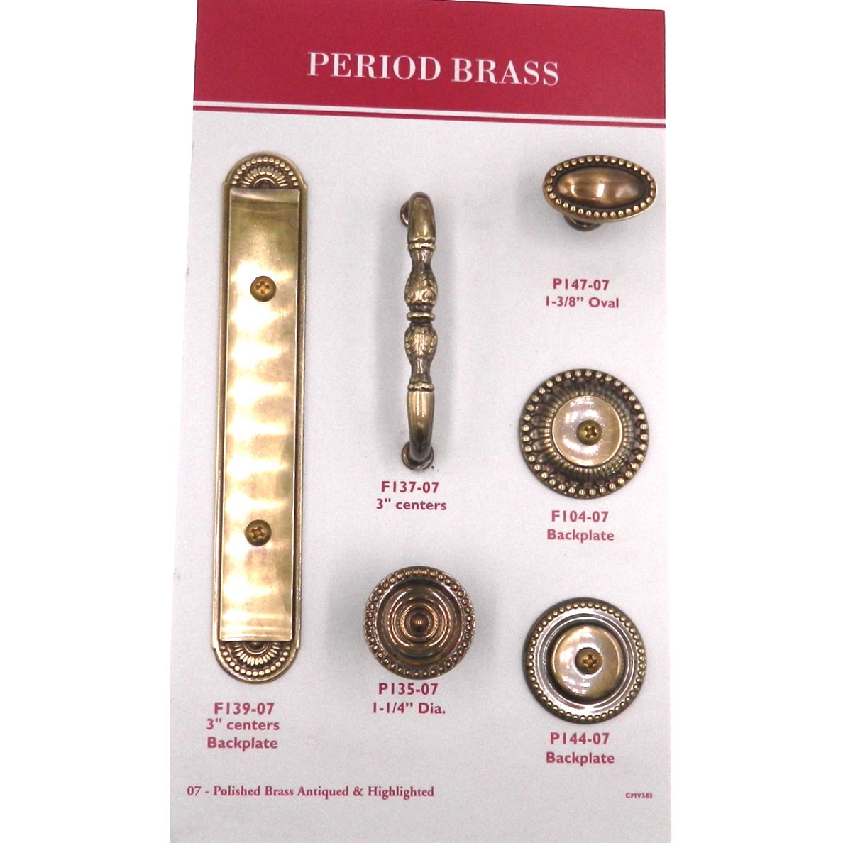 Belwith Hickory Polished Brass Annapolis 3"cc Solid Brass Handle Backplate P9