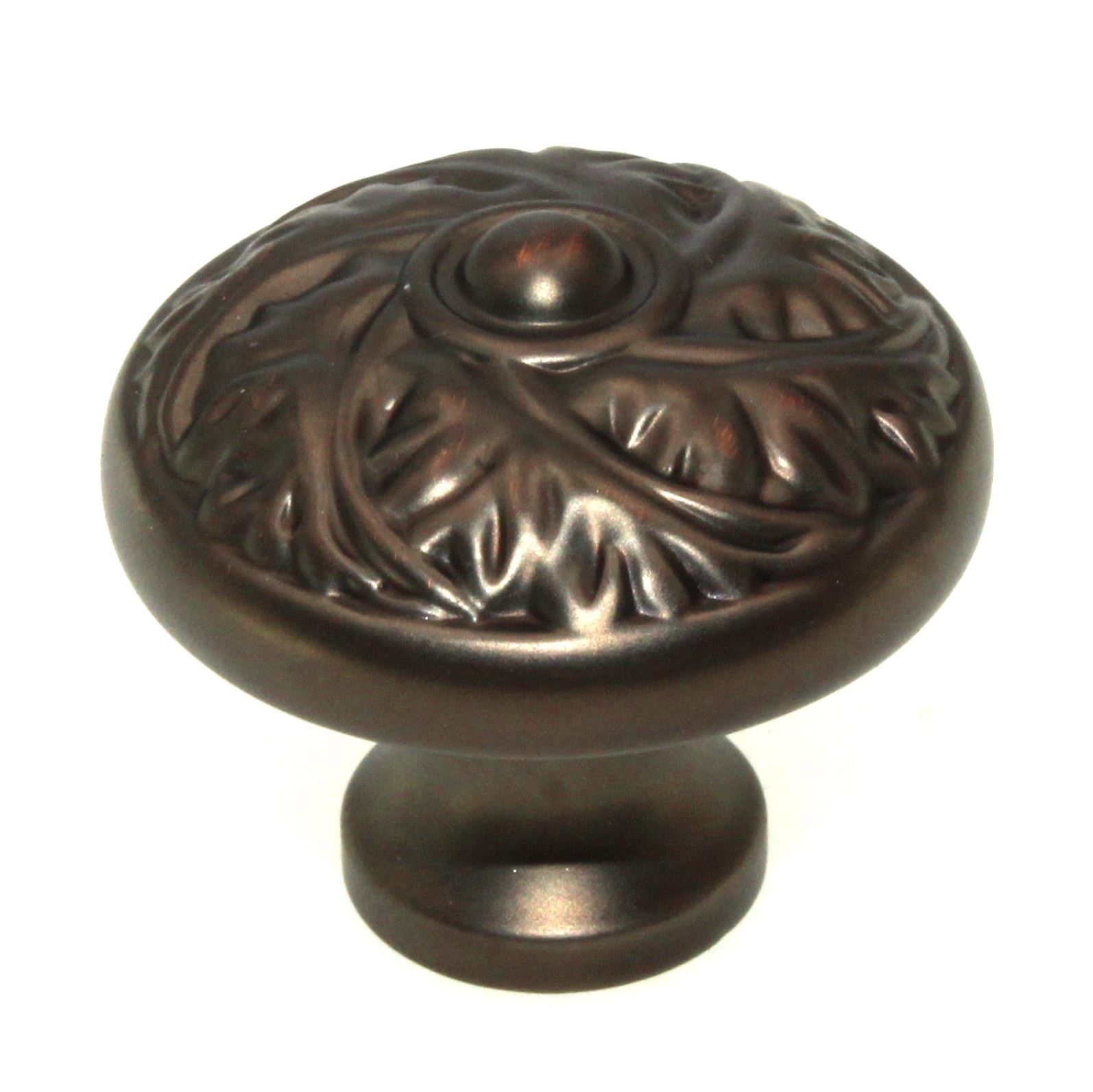 Keeler Acanthus 1 1/4" Leaf Round Solid Brass Cabinet Knob Refined Bronze D26-RB