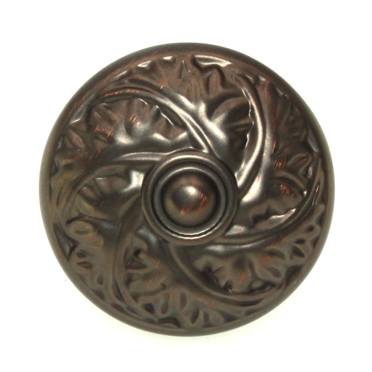 Keeler Acanthus 1 1/4" Leaf Round Solid Brass Cabinet Knob Refined Bronze D26-RB