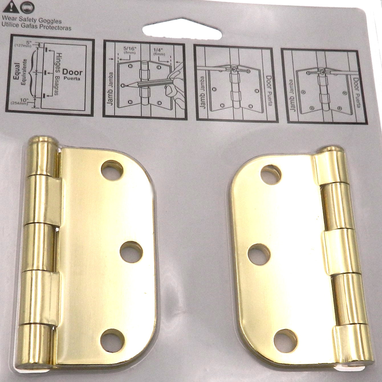 3 Pack Warwick 3" Door Hinge, 5/8" Radius Corner, Polished Brass DA3010PB