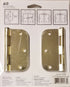 3 Pack Warwick 3 1/2" Door Hinge, 5/8" Radius Corner, Polished Brass DA3012PB