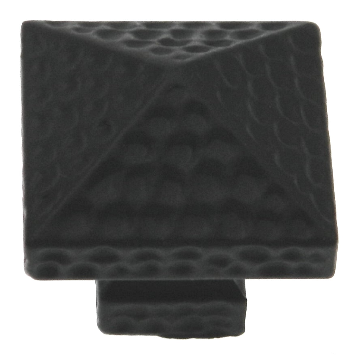 Warwick Rustic Black Iron 1 1/8" Hammered Square Cabinet Knob Pull DH1006BL