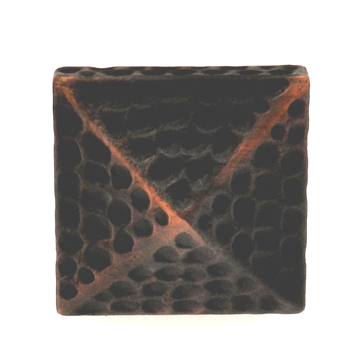 10 Pack Warwick Rustic Bronze 1 1/8" Hammered Square Cabinet Knob Pull DH1006BZ