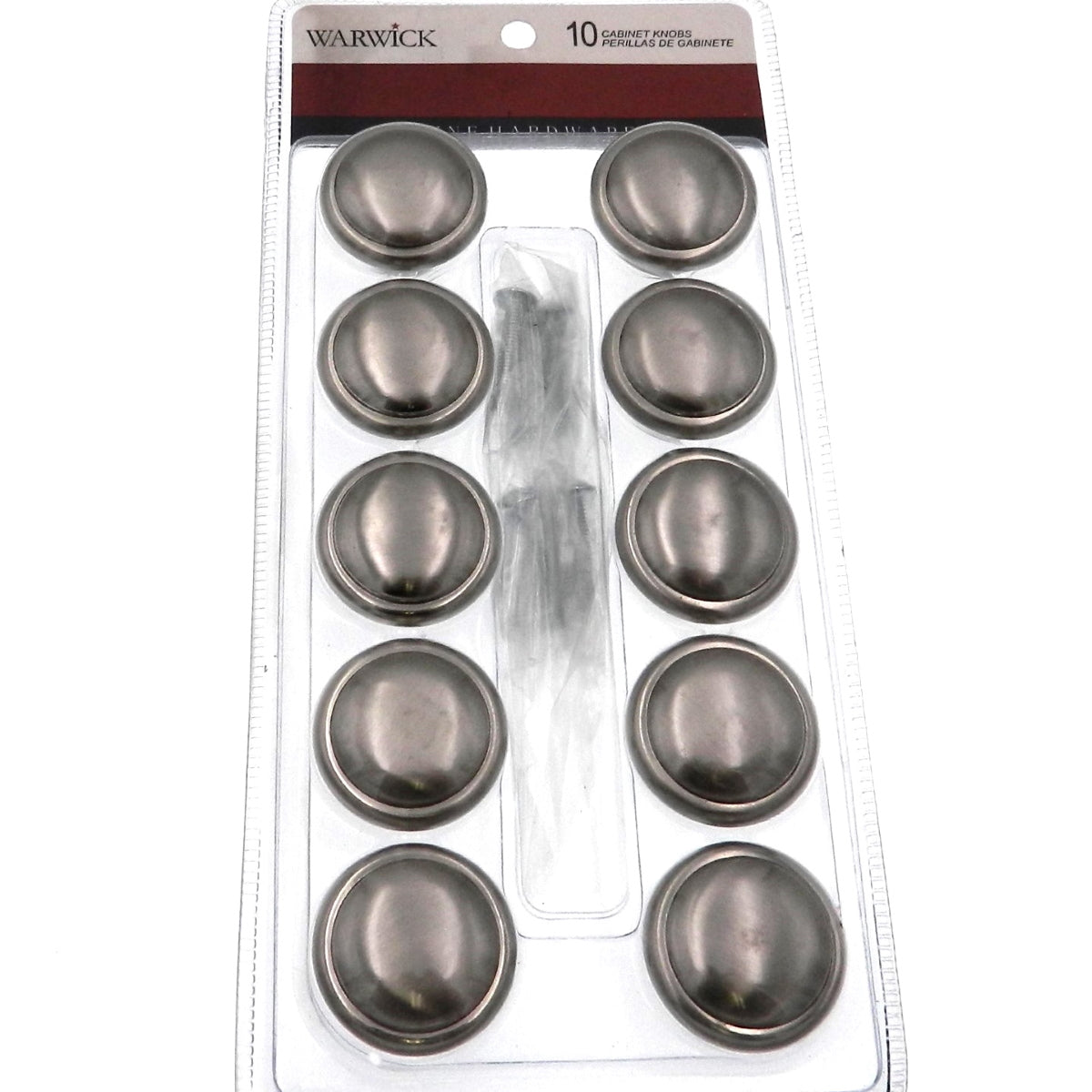 10 Pack Warwick Traditional Satin Nickel 1 1/4" Cabinet Knob Pulls DH1012BPSN