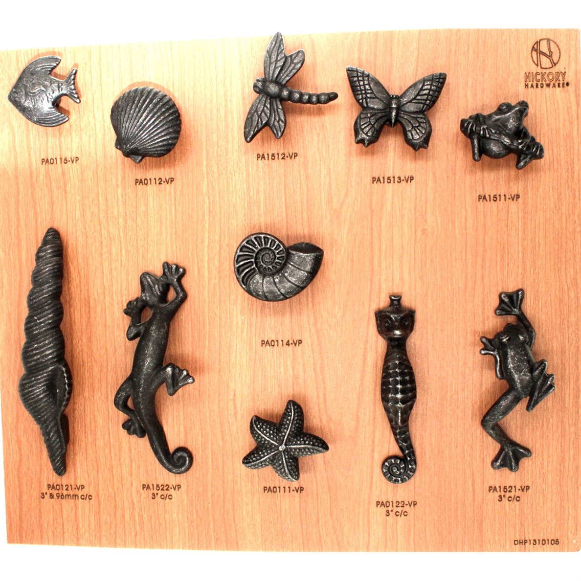 PA0111-VP Vibra Pewter 1 1/2" Starfish Cabinet Knob Pulls Hickory South Seas