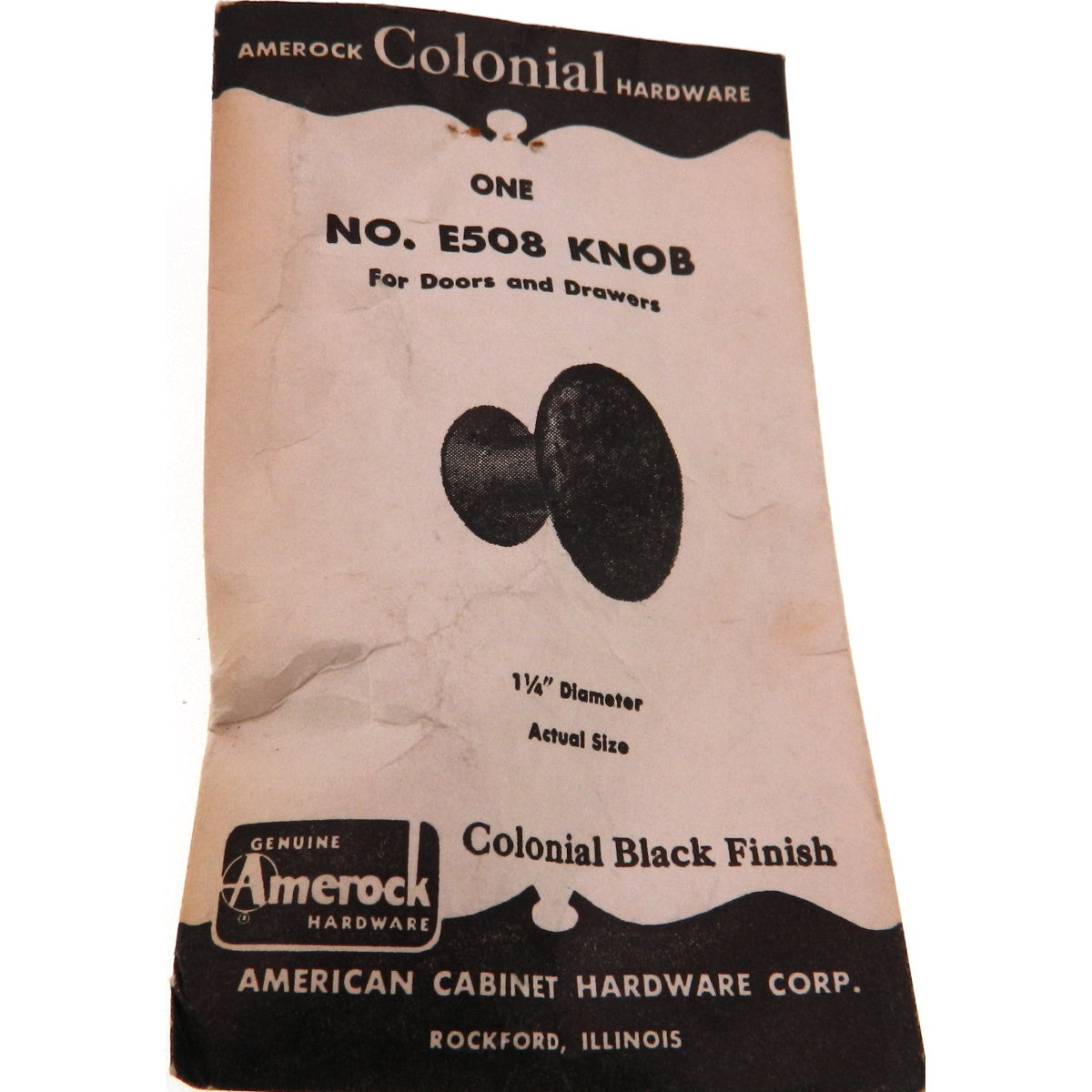 Vintage Amerock Colonial Colonial Black 1 1/4" Round Cabinet Knob E508-CB