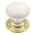 Amerock White Round Cabinet Knob With 1 9/16" Polished Brass Backplate E520430B