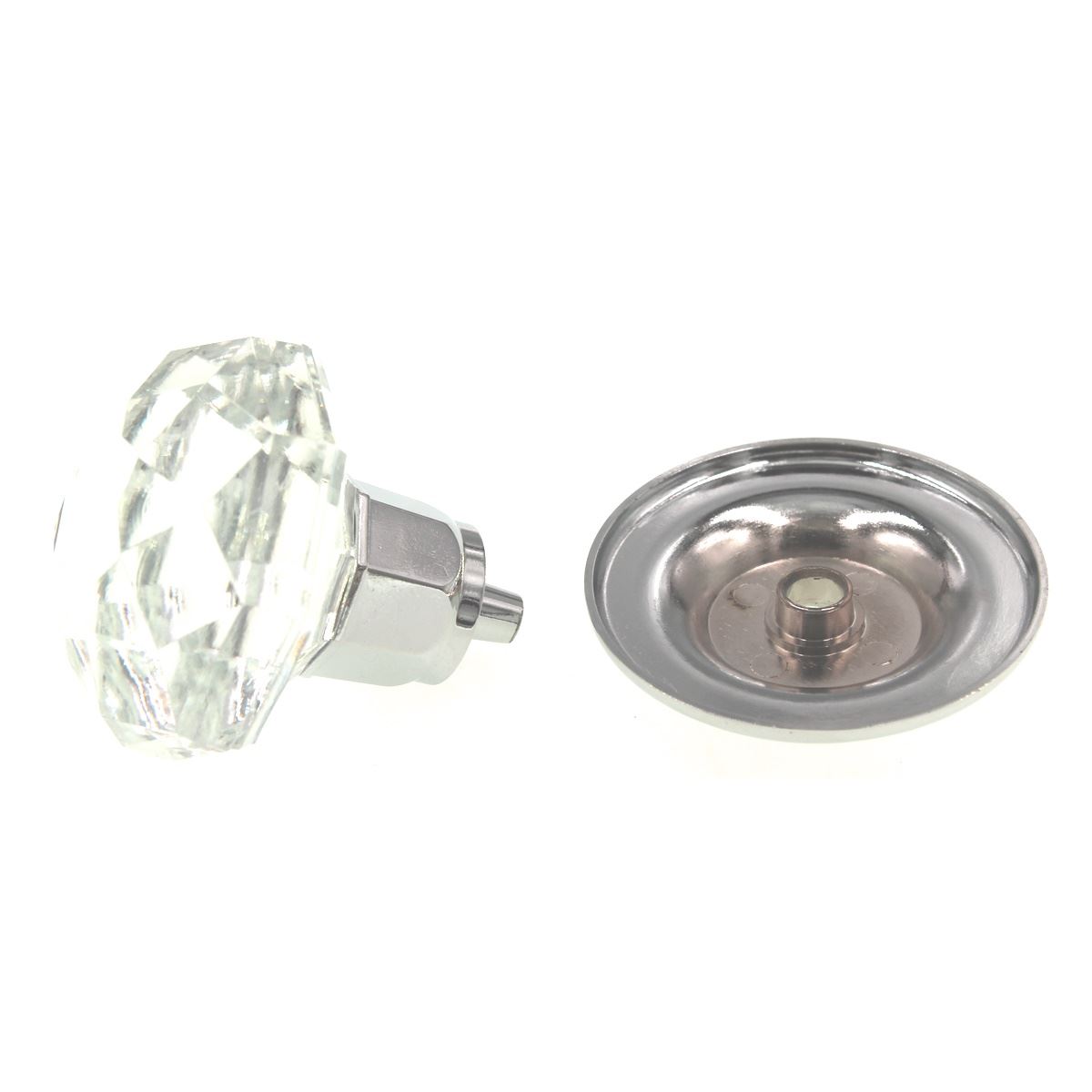 Amerock Clear Crystal Bi-Fold Door Knob 2" Chrome Backplate E52472CS2