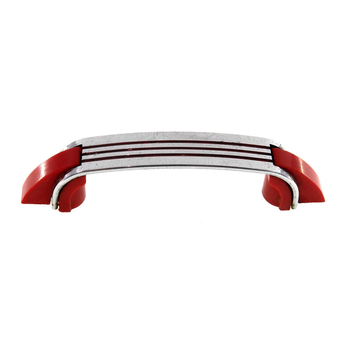 Vintage Amerock DeLuxe Chrome Red Trim And Lines 3" Ctr. Drawer Pull EO8260-RED