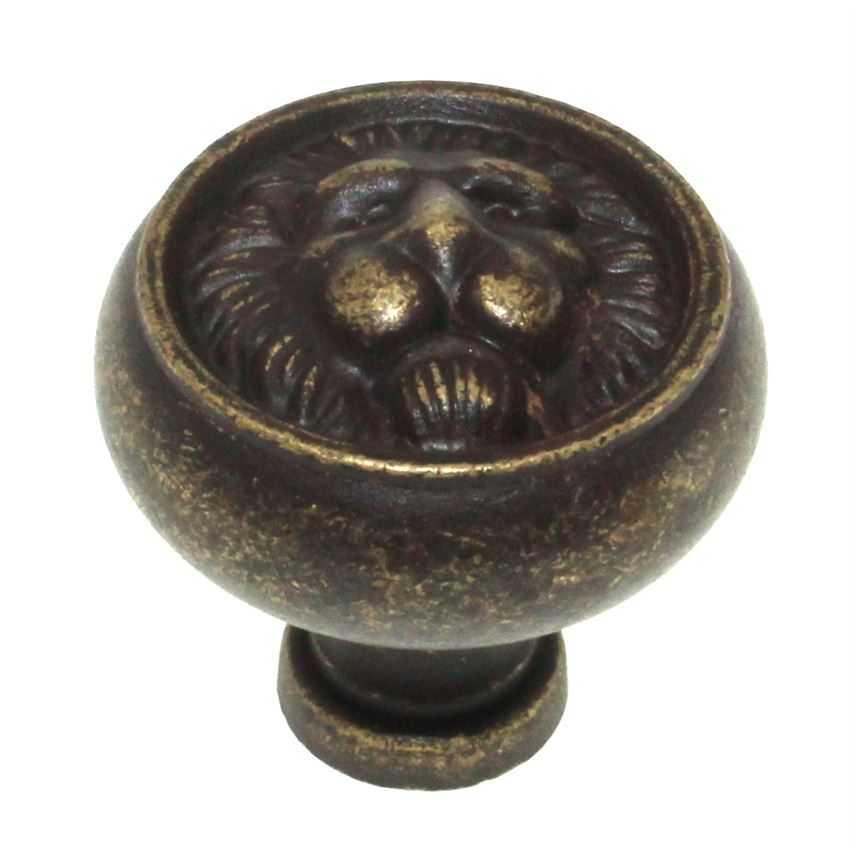 Belwith Products Richelieu Asheville Antique 1 1/4" Lion Head Cabinet Knob F1002