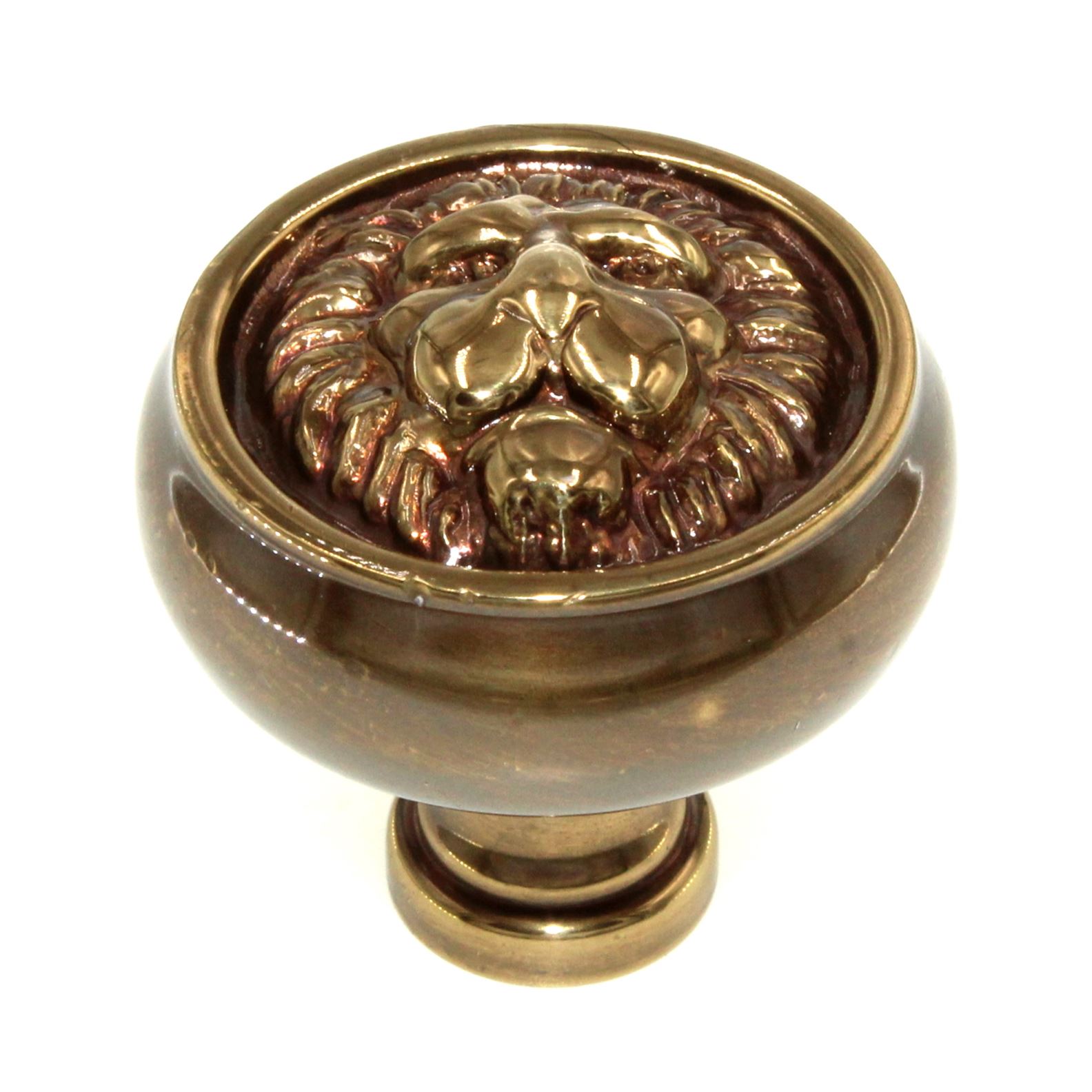 FKI Hardware Period Brass Sherwood Antique 1 1/2" Lion Head Cabinet Knob F103