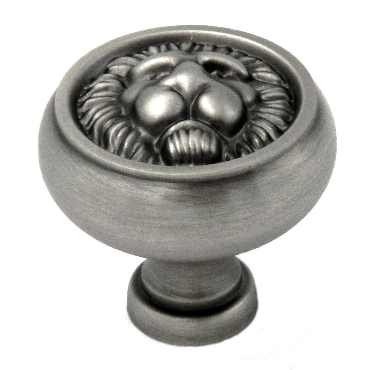 Belwith Keeler Richelieu 1 1/4" Antique Pewter Round Lion Face Solid Brass Cabinet Knob F502