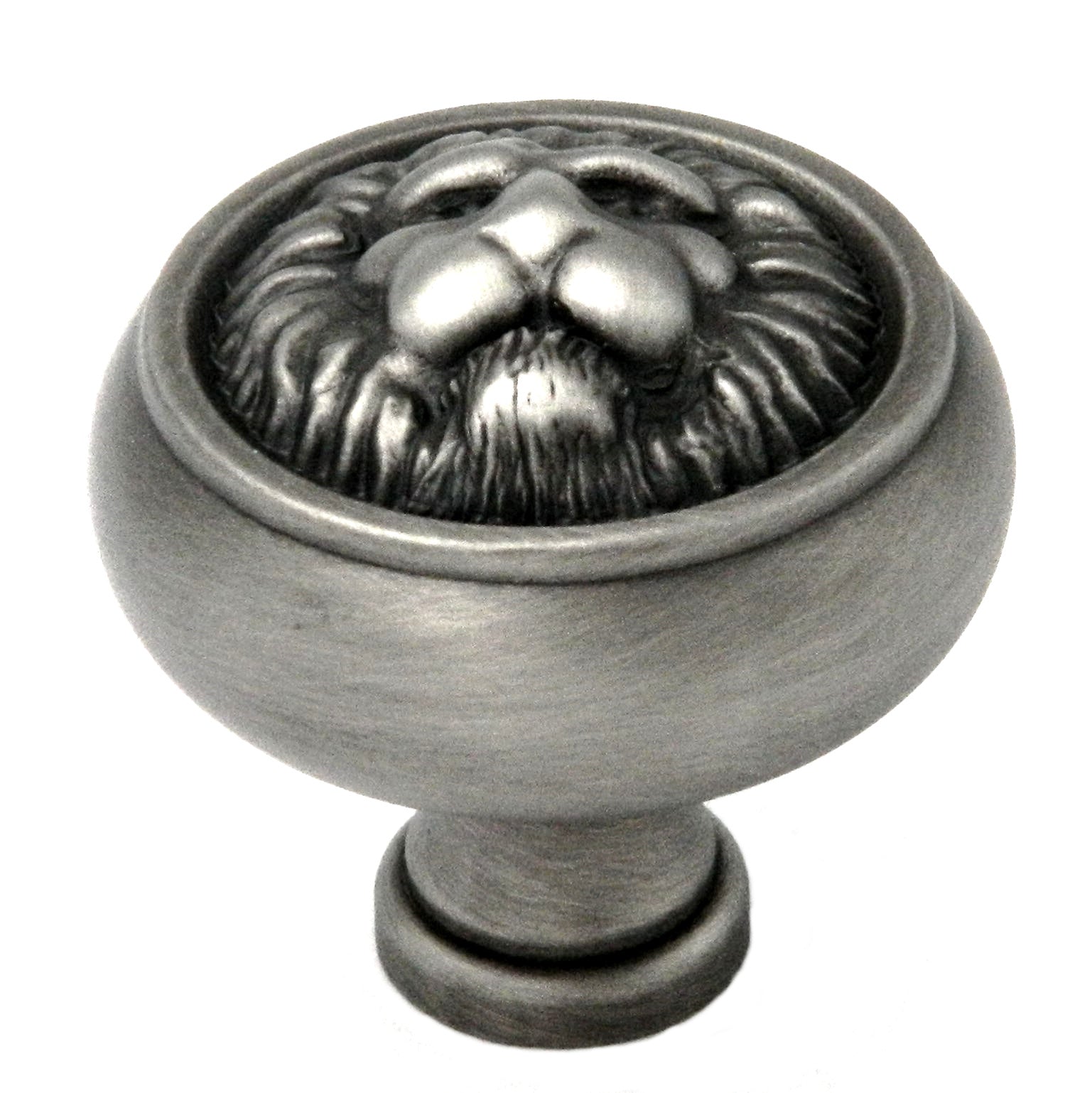 Keeler Richelieu Antique Pewter Round Lion 1 1/2" Solid Brass Cabinet Knob F503