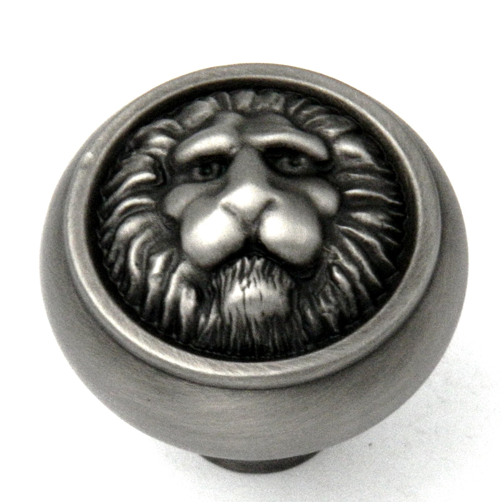 Keeler Richelieu 1 1/2" Antique Pewter Solid Brass Lion Round Knob Pull F503, 10 Pack