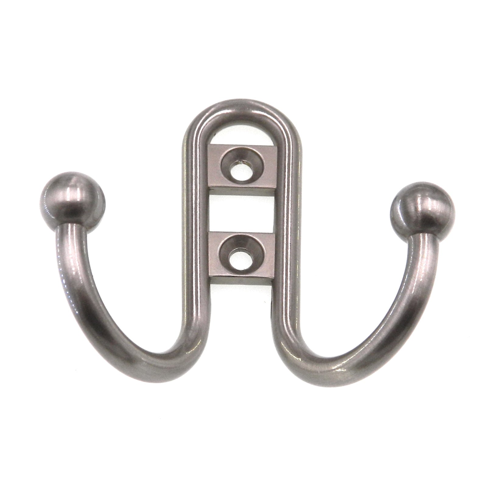 Amerock Satin Nickel Coat or Robe Hook, Double Prong Wall Mounted H55457-G10