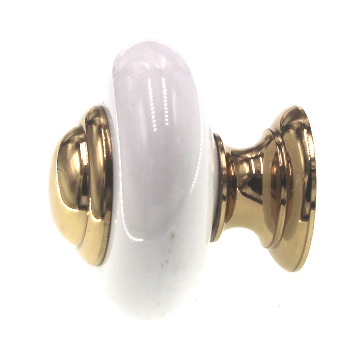 FKI Hardware Period Brass 1 1/4" Cabinet Knob Solid Brass, Porcelain K12