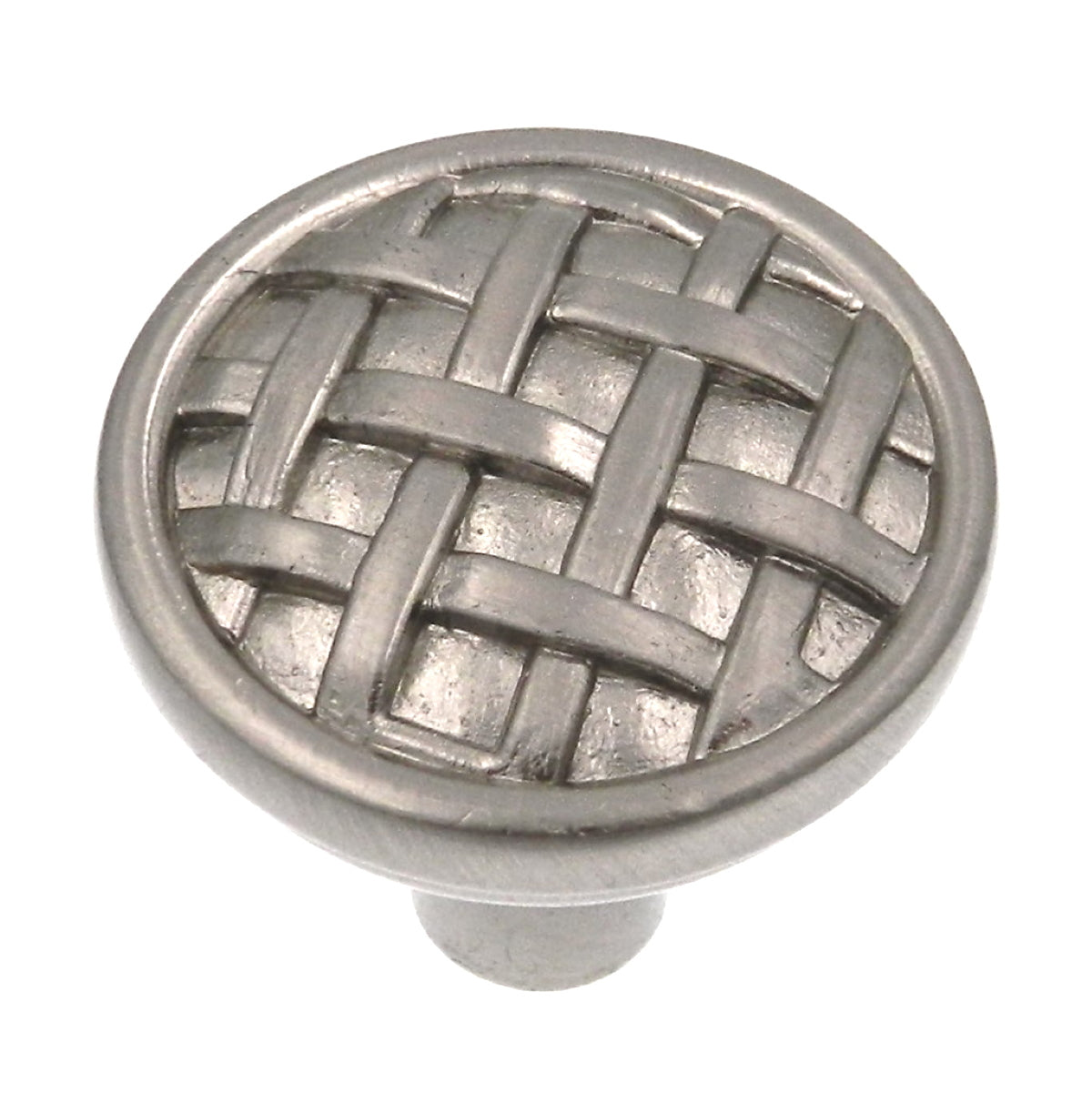 Showcase  Brushed Satin Nickel Round Basket Weave 1 1/4" Cabinet Knob K2858-BSN