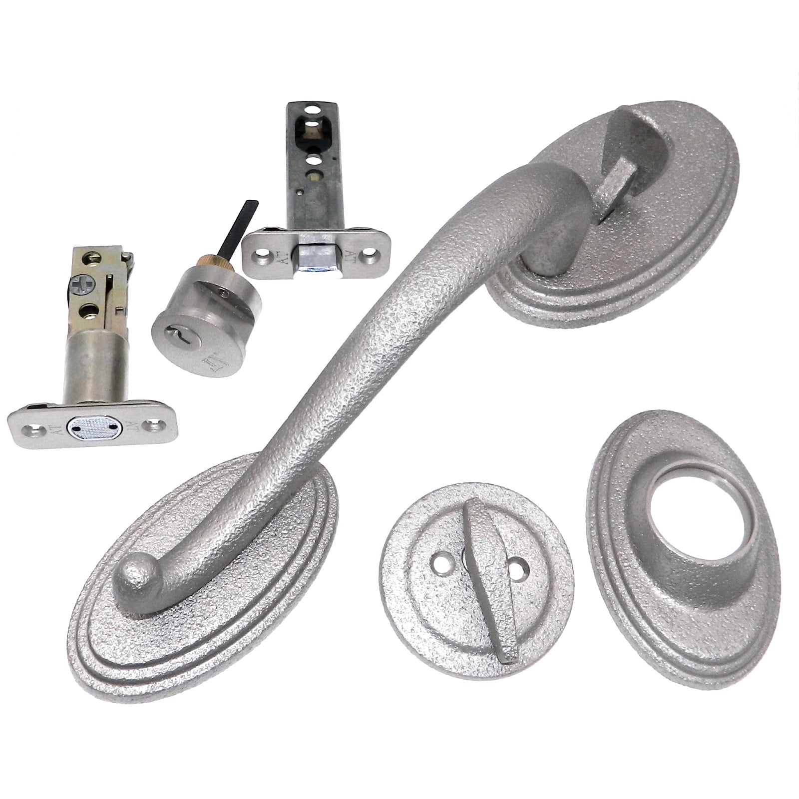 Ancient Treasures Satin Chrome Rustic Entry Handleset Schlage Deadbolt L58811SAT