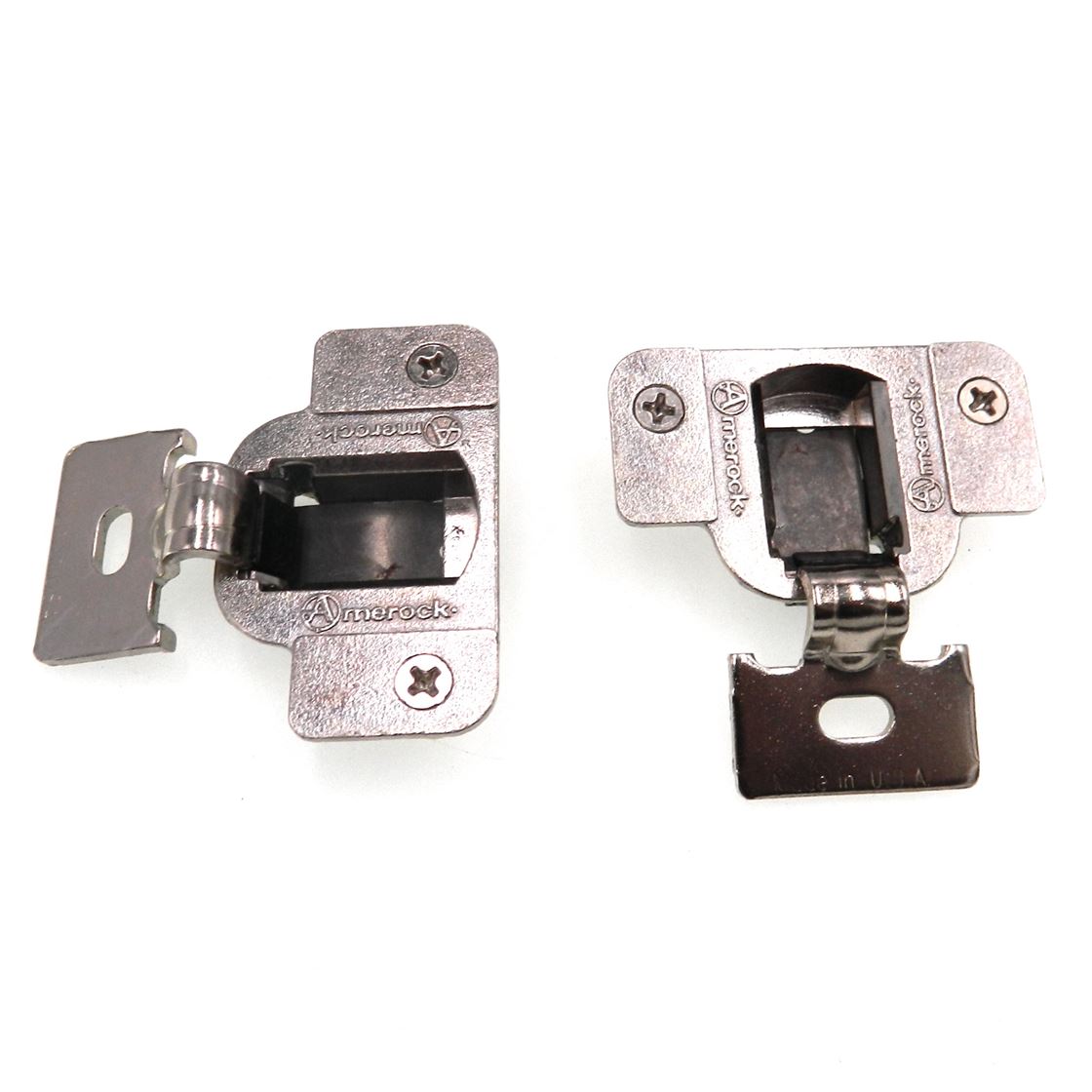 Pair of Amerock Nickel 105 degree 1/2" Overlay Concealed Cup Hinges LD2147J-3-14