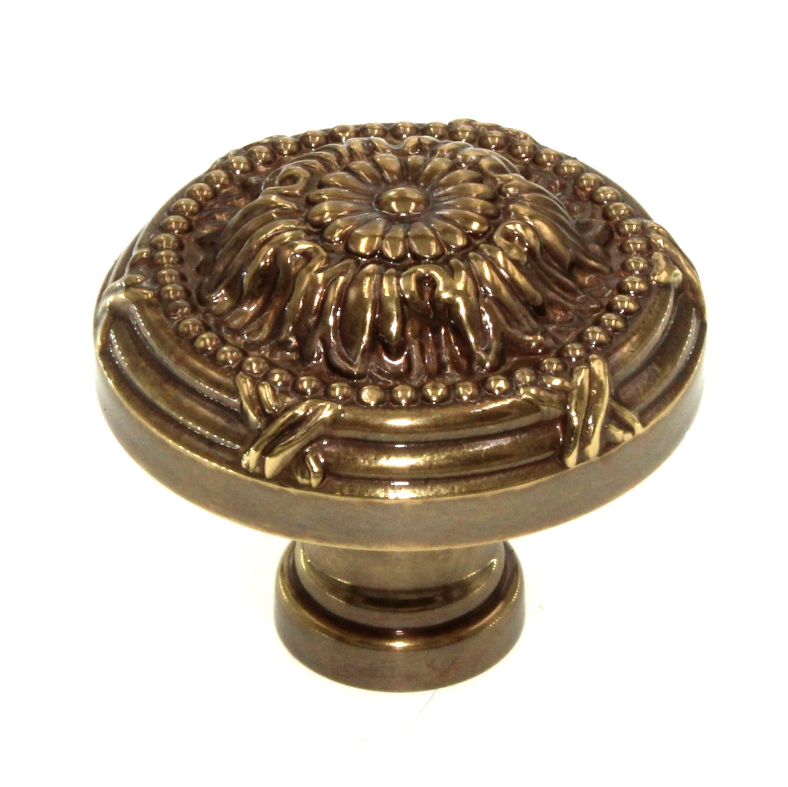 M103 Sherwood Antique Brass 1 1/2" Solid Brass Cabinet Knob Pull Keeler