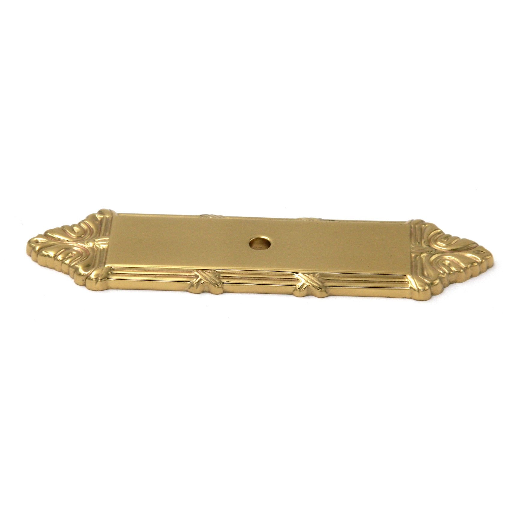 Polished Brass Ribbon & Reed Solid Brass Knob Backplate