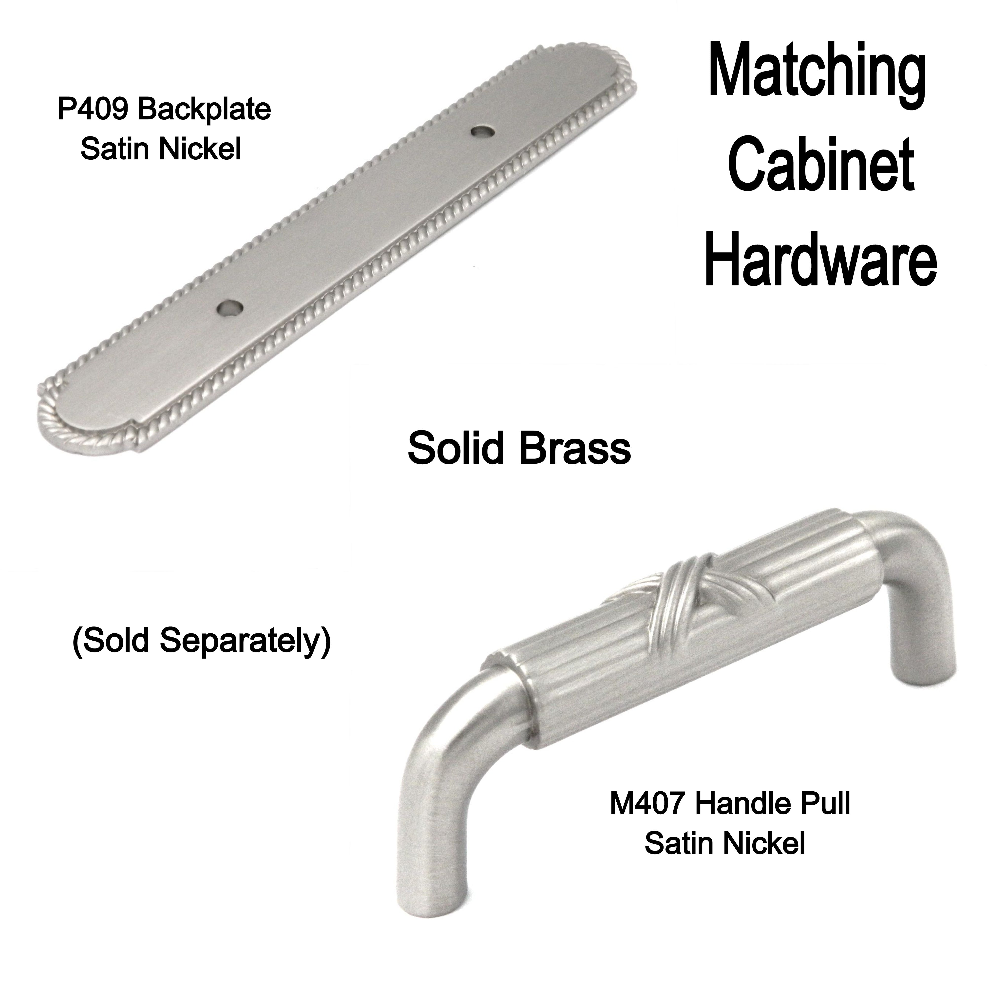 Belwith Keeler Satin Nickel Annapolis 3"cc Solid Brass Handle Backplate P409