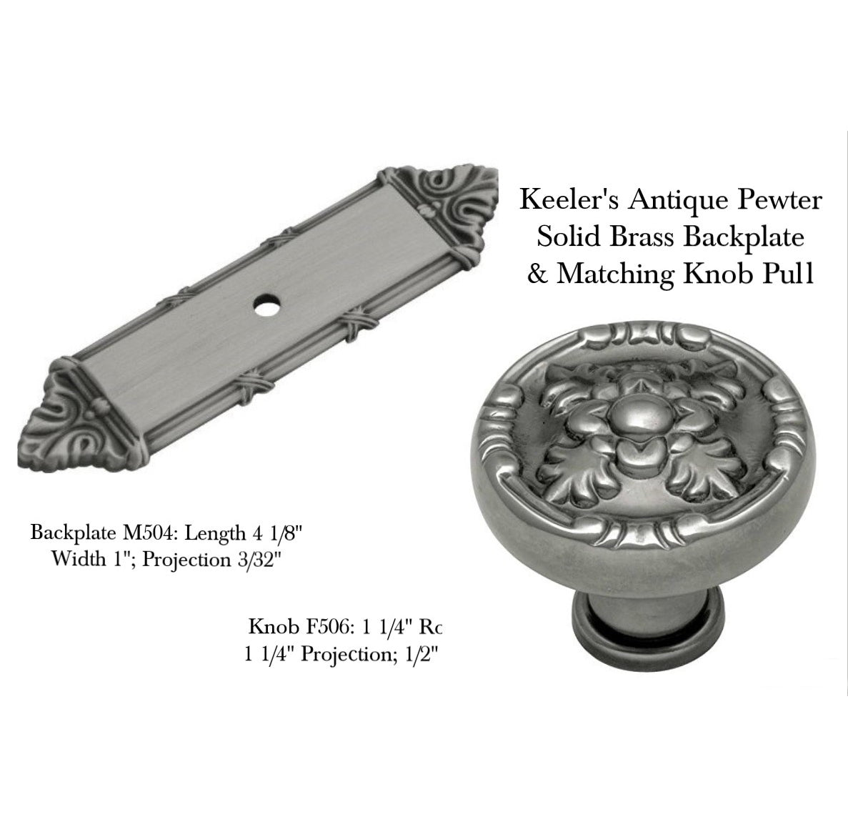 10 Pack Belwith Keeler Richelieu 1 1/4" Antique Pewter Round Ornate Solid Brass Cabinet Knob F506