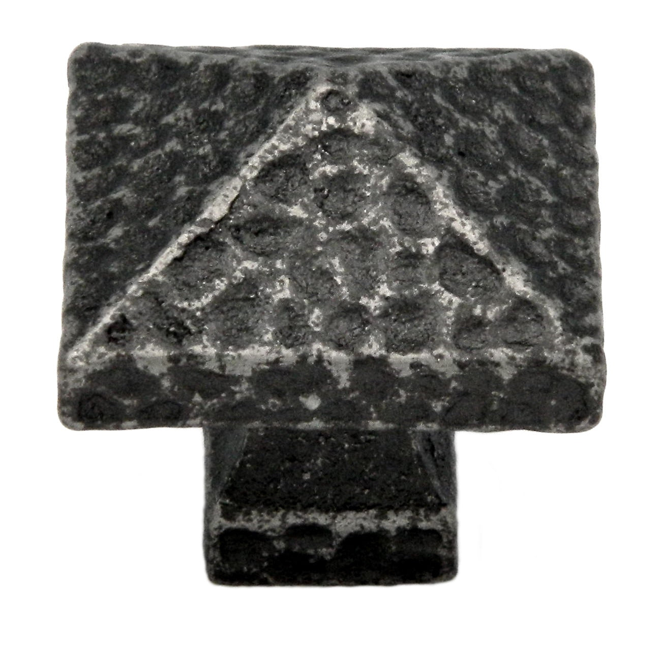 Belwith Keeler Kingston 1 1/4" Old English Pewter Square Hammered Pyramid Solid Brass Cabinet Knob M682