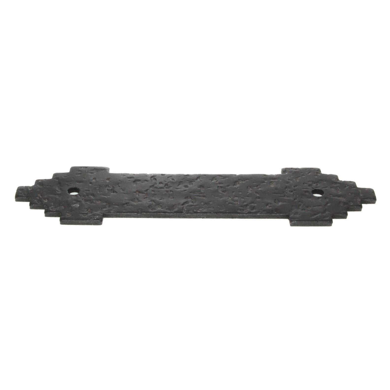 Acorn Mfg Forged Iron Cabinet Pull With Backplate 3 3/4" (96mm) Ctr. Black MPABP