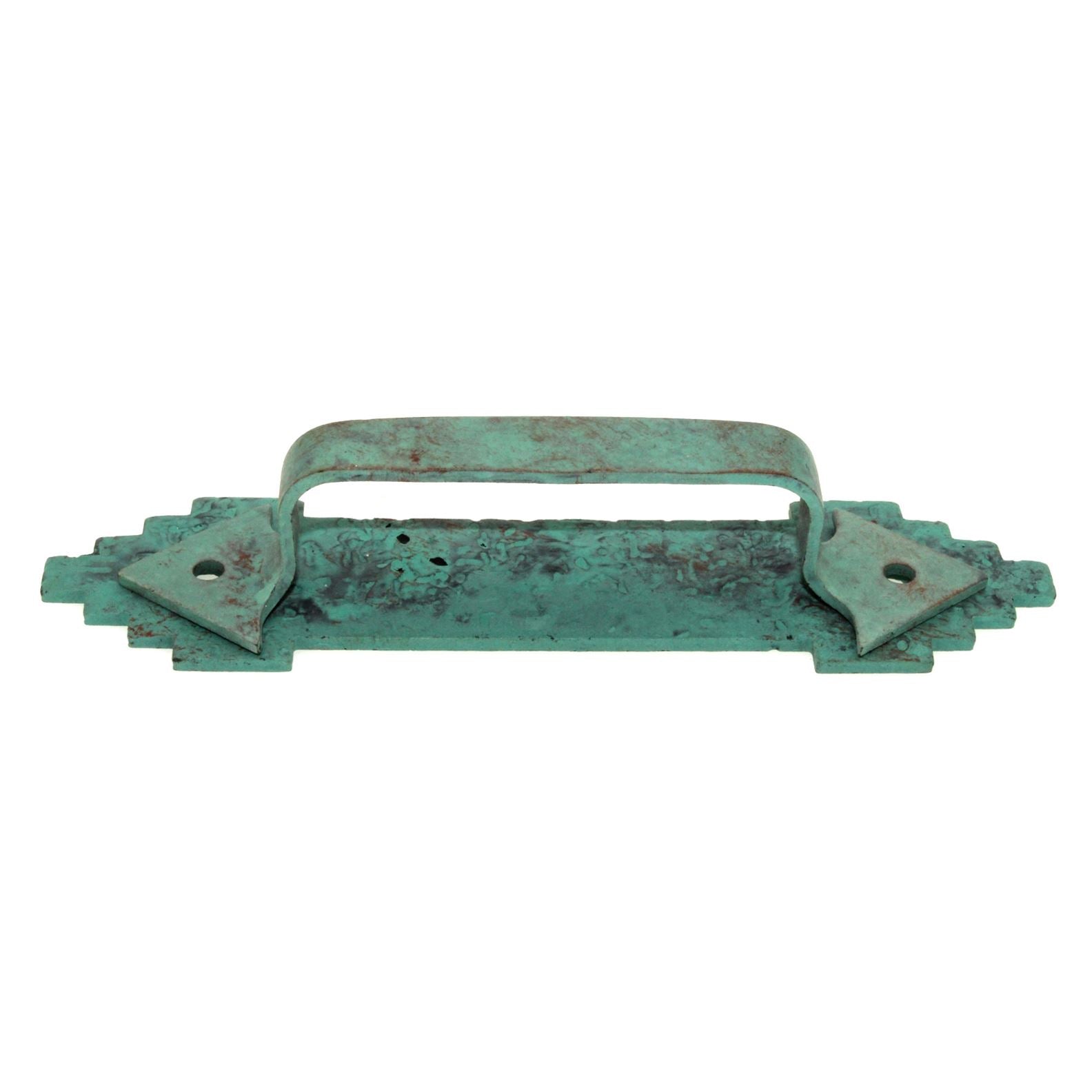 Acorn Mfg Forged Iron Cabinet Pull With Backplate 3 3/4" (96mm) Ctr. Green MPAVP